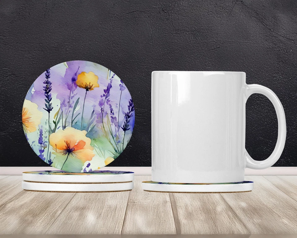 Posavasos grandes de arenisca lavanda en acuarela paquete de 4 DAC1581RCS4 Foto 2 de 3