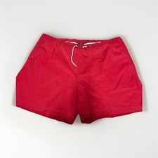 Y2K Tommy Hilfiger Men's Swim Shorts Red XXL Elastic Waist Lined Back Pocket