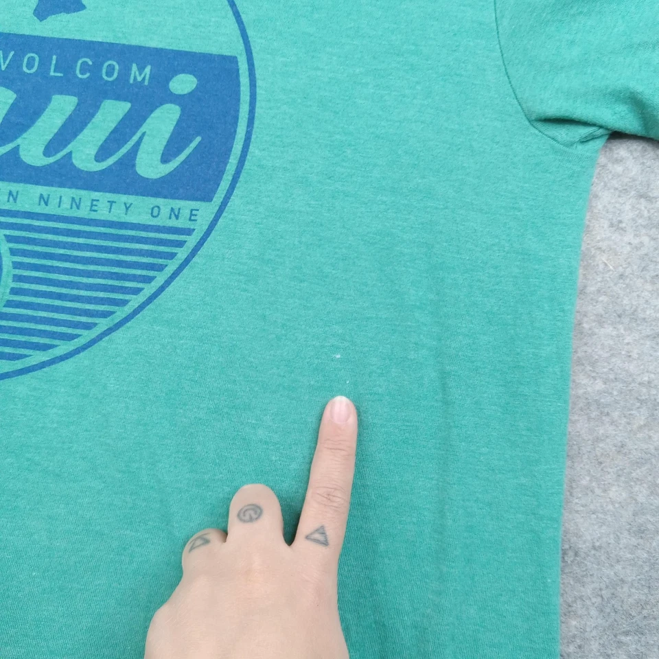 Volcom Shirt Mens Large Green Surf Graphic Tee Hawaii Maui Short Sleeve Crewneck - Image 2 of 4
