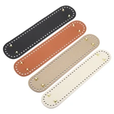 Oval Bag Bottom Shaper Pad, 4Pcs 320x70mm PU Bag Base, Black+Brown+Khaki+Beige