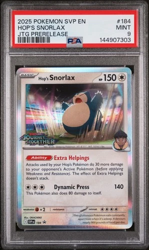 2025 POKEMON SVP EN-SV BLACK STAR PROMO #184 HOP'S SNORLAX PSA 9