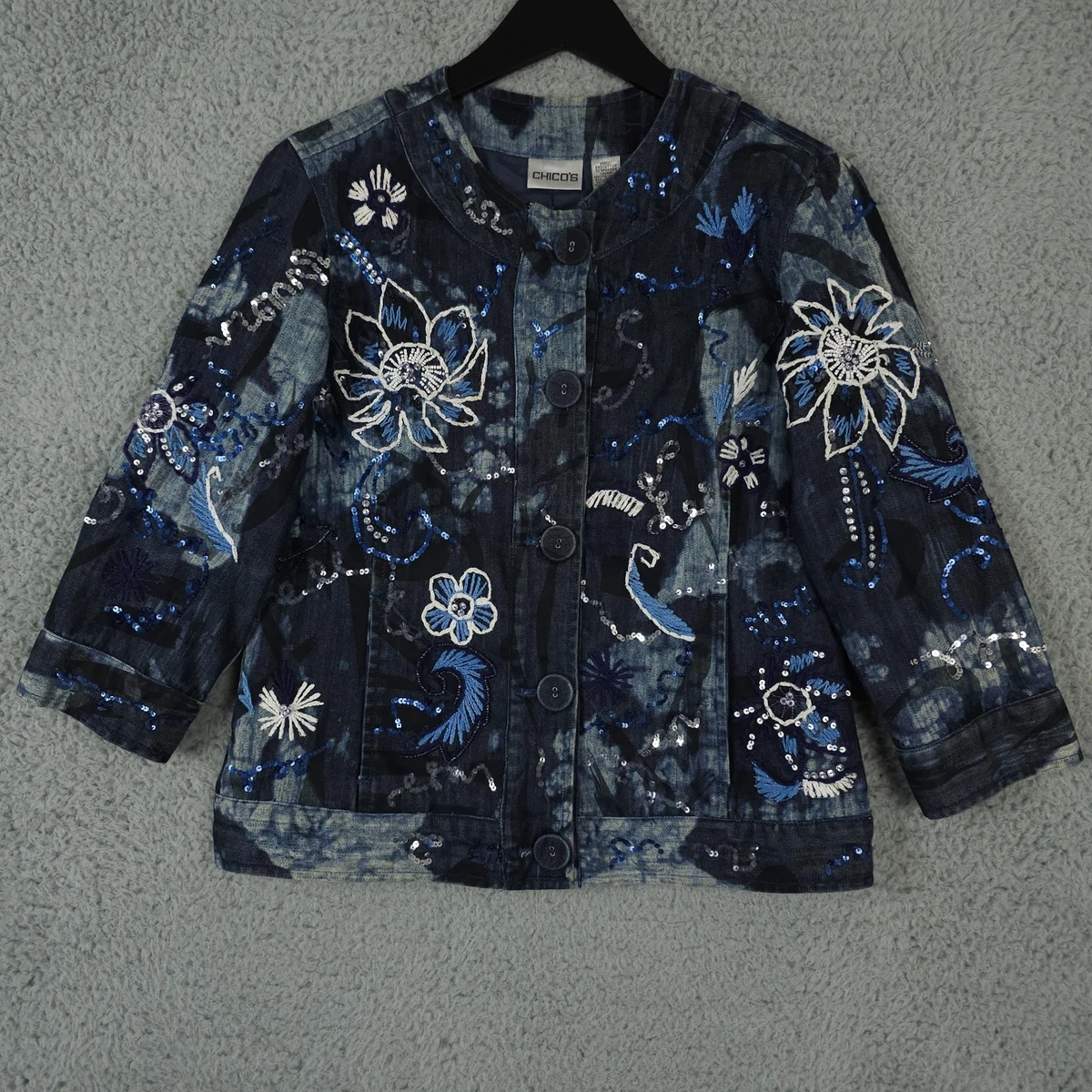white christmas dresses Denim Gold Sequin Jacket M main image 0