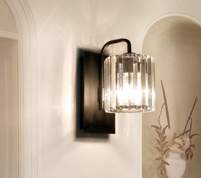 Grneric Crystal Wall Sconces,Black Wall Light Fixtures Bedroom Wall Lights New