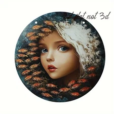 1pc Vintage Round Metal Wall Art 8x8 Inch - Aluminum Foil Carving with Pastoral