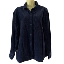 H&M Divided Navy Blue Corduroy Shirt Shacket Women’s Size Small Gorpcore Preppy