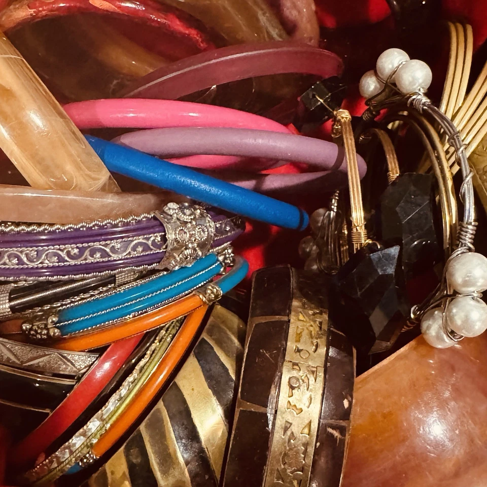 Lote Pulsera Brazaletes Gruesos Y2k Vintage Resina Acrílico Plástico Vintage Boho Foto 2 de 3