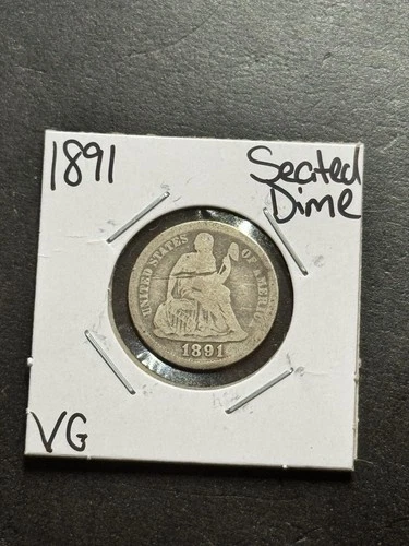 1891 P Seated Liberty Silver Dime VG Very Good U.S. 10c Type Coin (Raw19054)