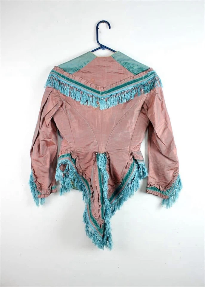 Raro corpiño antiguo victoriano de terciopelo de seda c. 1860-1885 pieza de coleccionista de museo Foto 3 de 4