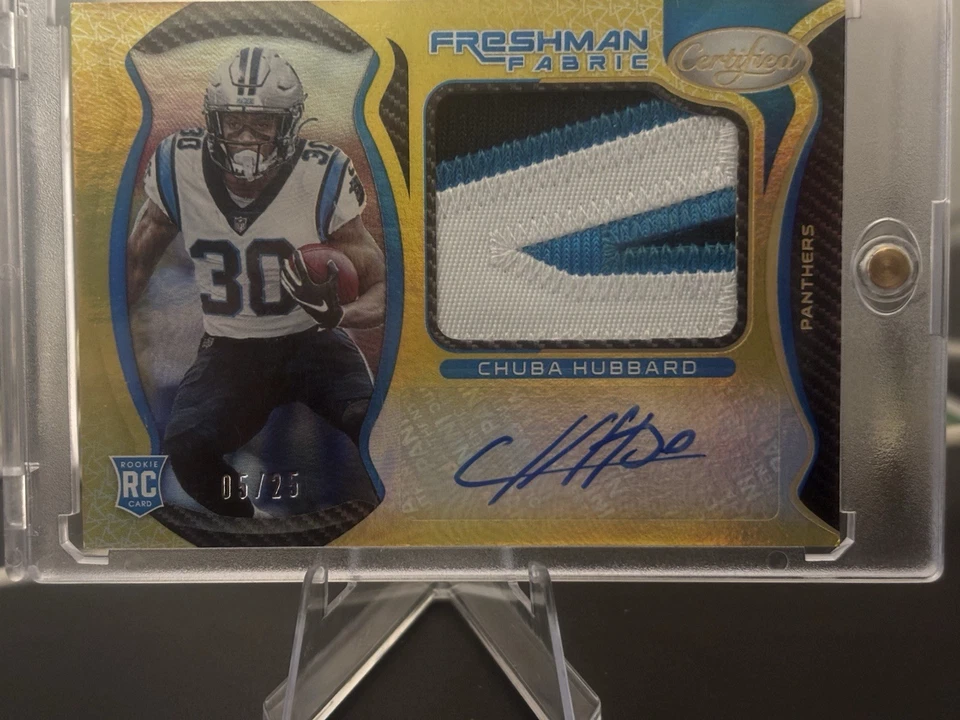 2021 Panini Certified - Freshman Fabric RPA Chuba Hubbard /25 Sick Patch - Image 2 of 4