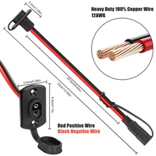 2Pcs SAE Quick Connector Harness SAE Adapter 1FT 12AWG Male Plug to Female Cable