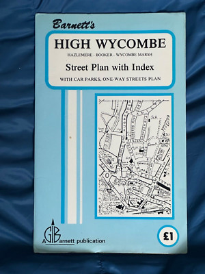Vintage Barnetts High Wycombe  Area Street Plan with Index, 1980's