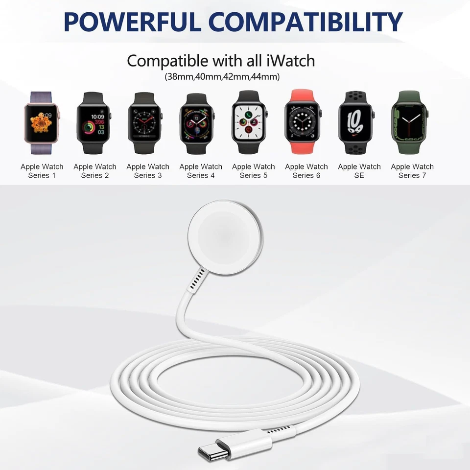 LOTE de carga ultra magnética tipo C cable cargador para Apple Watch3 4 5 6 7 SE 8 9 Foto 3 de 4