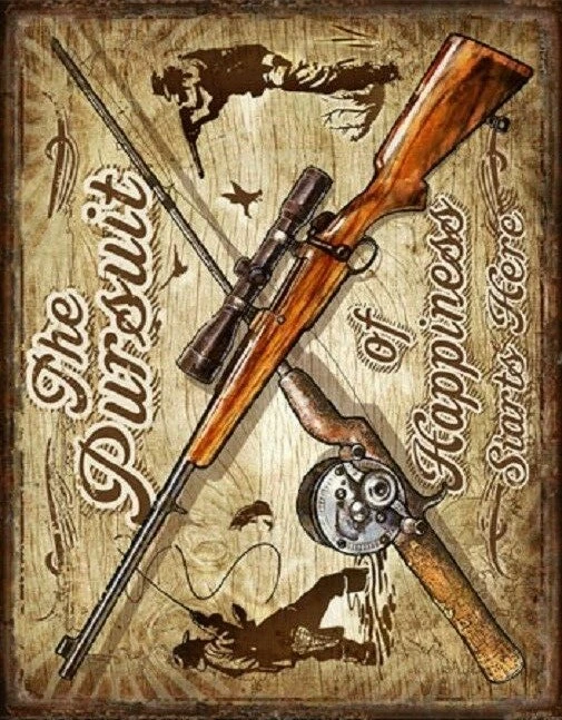 Pursuit Happiness Rustic Funny Hunt Hunting Cabin Man Cave Wall Decor Metal Sign - Image 4 of 4