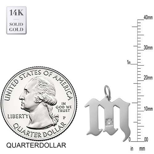 Dije Dije Dije Letra Alfabética Inicial Gótica Diamante Oro Sólido 14K REAL - Imagen 108 de 190