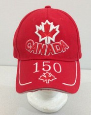 CANADA 150 YEARS Embroidered  Red Strapback  Baseball Cap  