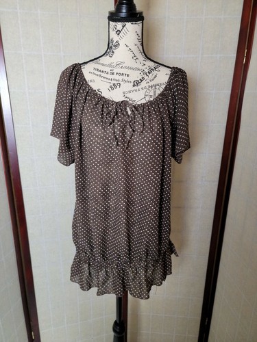 Chadwick's Brown Polka Dotted Sheer Blouse Women's Size 20