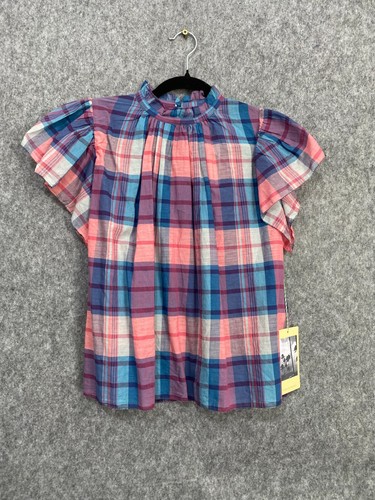 Trovata Birds of Paradis Carla Blouse XS Uk 8 10 12 Boho Check Anthroplologie - Picture 6 of 19