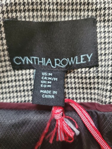 NEW Cynthia Rowley Gray Jacket houndstooth goose foot soft formal Blazer Size M - Picture 10 of 12