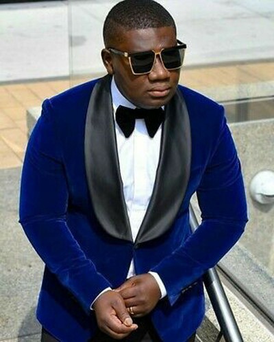 Men Royal Blue Smoking Jacket Designer Wedding Groom Tuxedo Party Wear Blazers - Bild 1 von 2