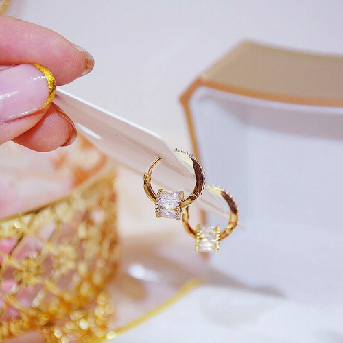 2.00 Ct Marquise Cut Simulated Diamond Hoop Earrings For Gift Yellow Gold plated - Picture 2 of 4