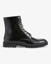 NEW EXPRESS $148 BLACK GENUINE LEATHER COMBAT BOOTS SZ 8