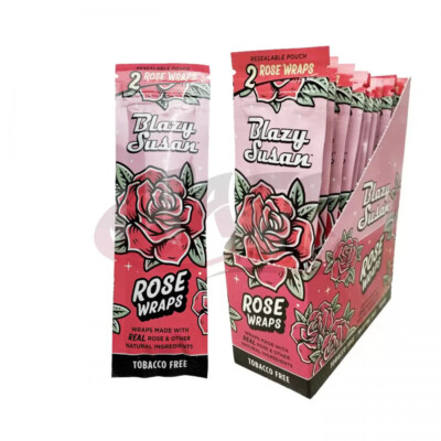 50 ct Blazy Susan Pre Rolls Wrap 25 Pouch of 2 Wrap Total Made with Real Rose