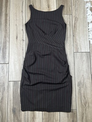 nicole miller brown dress Womens Sheath 8 Sleeveless Fitted Ruched drenched day in the