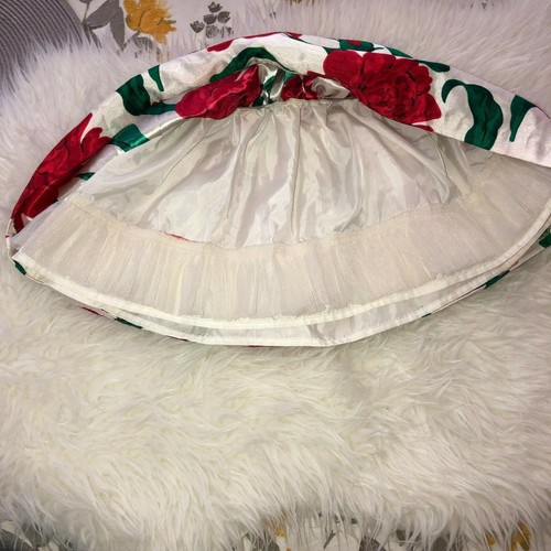 GYMBOREE Girls Joyful Holiday Rose Print Satin Adjustable Waist Party Skirt Sz 4 - Picture 4 of 7