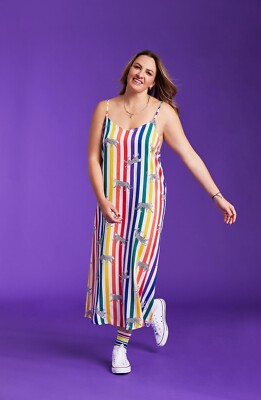 fitted lace wedding dress Rainbow Striped Knit Maxi Dress main image 1