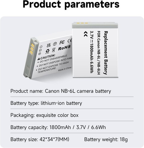 4er Pack NB-6L Akku für Canon PowerShot SX530 HS, SX540 HS, SX610 HS, SX710 HS - Bild 2 von 8