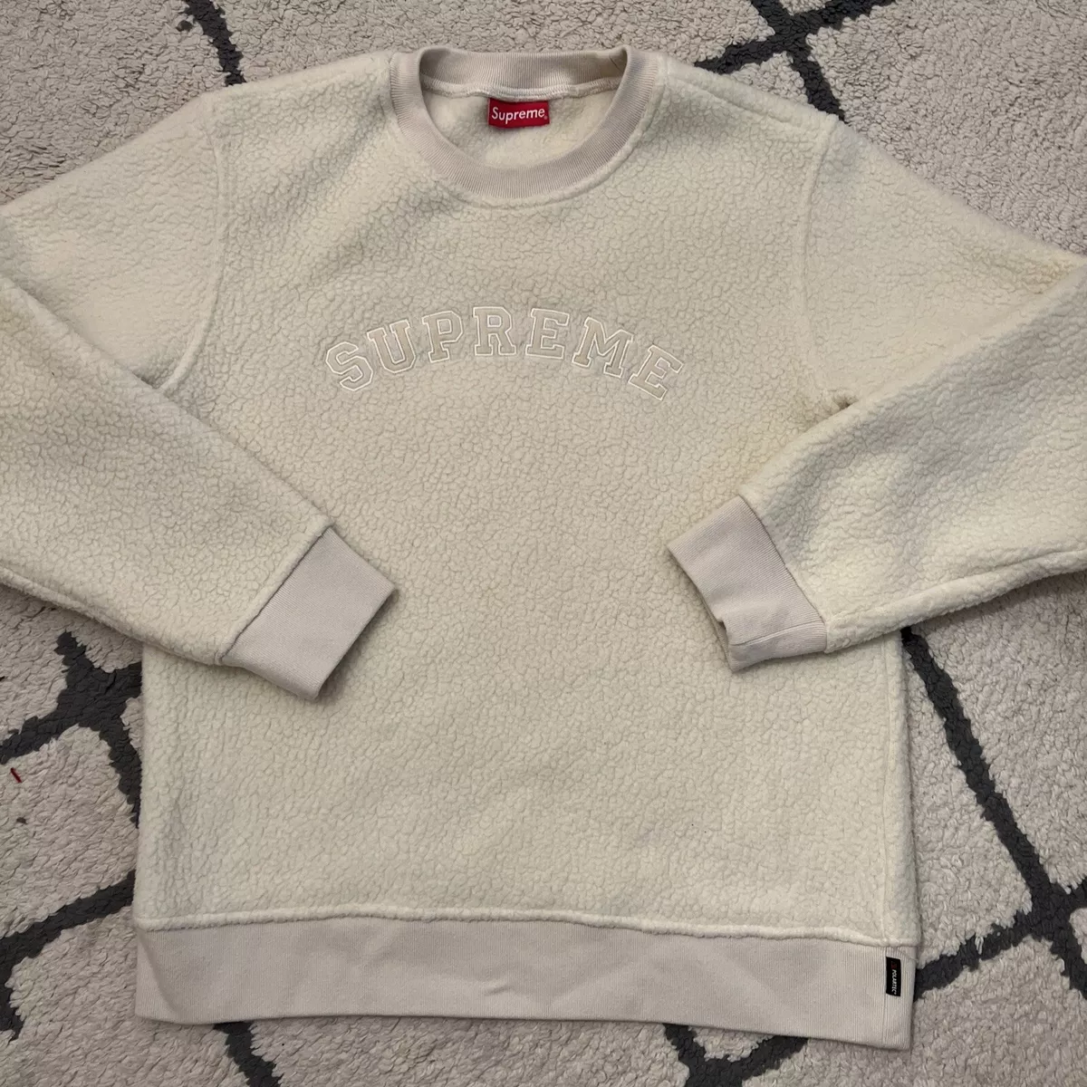 Supreme FW17 Polartec Deep Pile Crewneck Cream Ivory Large | eBay
