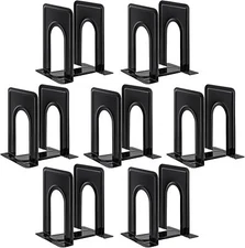 HappyHapi Metal Bookends for Shelves,14 Pcs Black Non-Skid Bookend to Hold Books