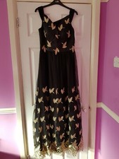 Chi Chi London Gorgeous Embroidered Black/Gold Maxi Dress SIZE-12