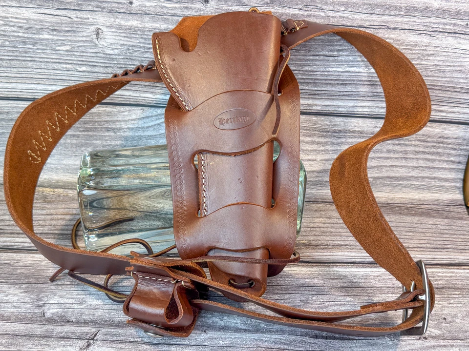 Vtg Heritage Leather 1911 Holster Rig w/ Belt & Mag Pouch For .45 Cal Pistol - Image 4 of 4