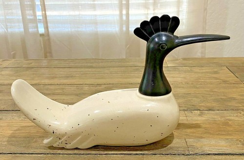 VTG MCM Duck / Loon Figurine Ceramic w Black Brass Head Farmhouse Decor Rare! - Picture 5 of 9