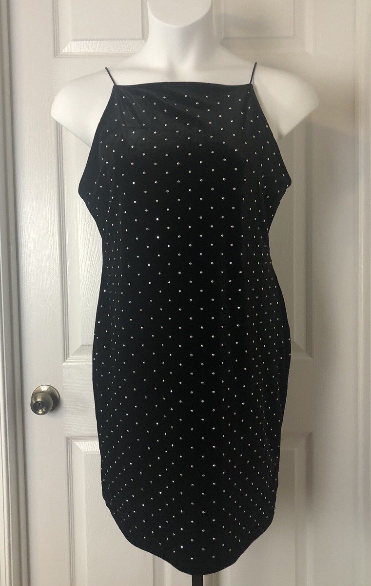 h&m black slip dress Velour Womens XL Rhinestone Studded Stretch Spaghetti Strap chicbumpclub | Dresses | Short dress in softly Not Clearance Product Choose Chest Size for Coat (Inches):38