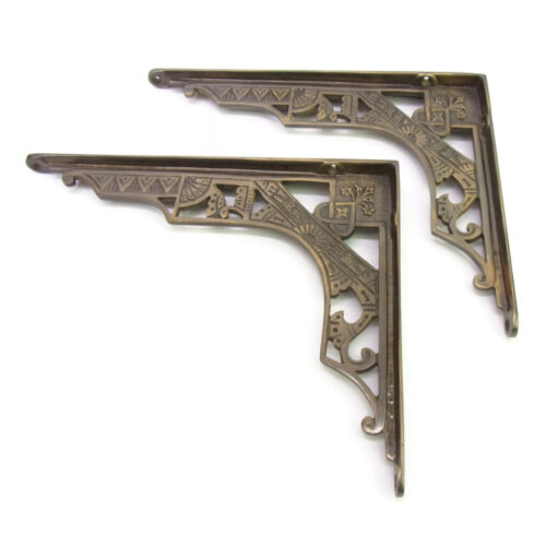 2er Set verzierte dekorative schwere Metall Regalwinkel 9-1/2" x 7-1/2" NOB - Bild 2 von 10