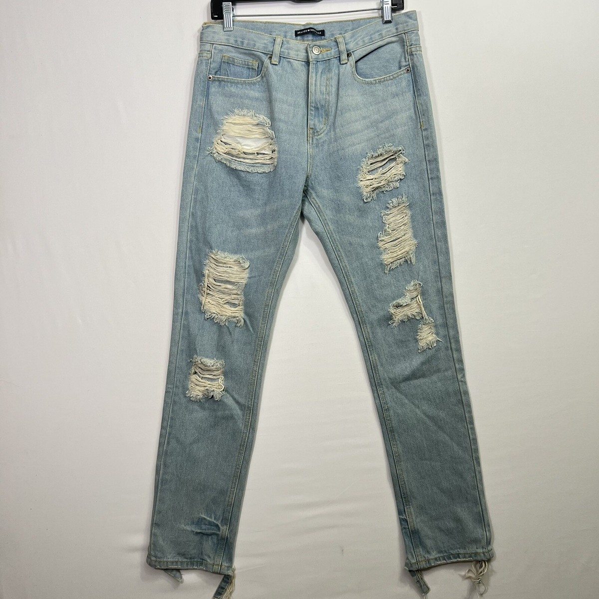 Brandy Melville Ripped Straight Leg Jeans High Waist Light Wash Denim  Women's 30 | eBay
