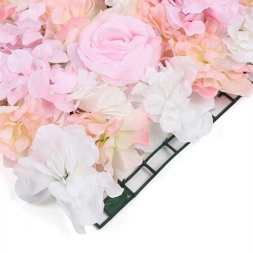 Panel de pared de flores de seda artificial rosa 4 piezas decoración de lugar de boda fiesta telón de fondo - Imagen 11 de 12