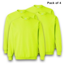 Gildan Hi Vis Crewneck Safety Sweatshirt 18000 for Adult Safety Green 8oz Pack 4