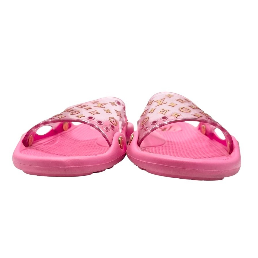 LOUIS VUITTON Vintage Lv Logo Monogram Beach Sandals #36-36.5 Pink