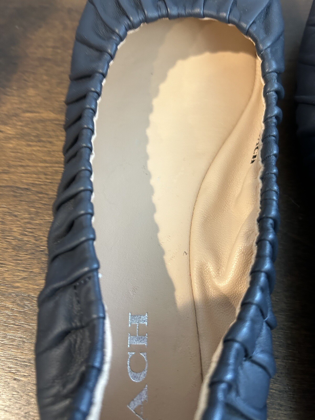 Coach Eleanor Leather Ballet Flats Shoe Size 7.5 Women Black Slip On