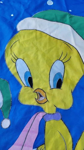 VTG 3 Lg Tweety Bird Halloween Flag Looney Tunes "Twick Or Tweet" Christmas - Picture 6 of 13