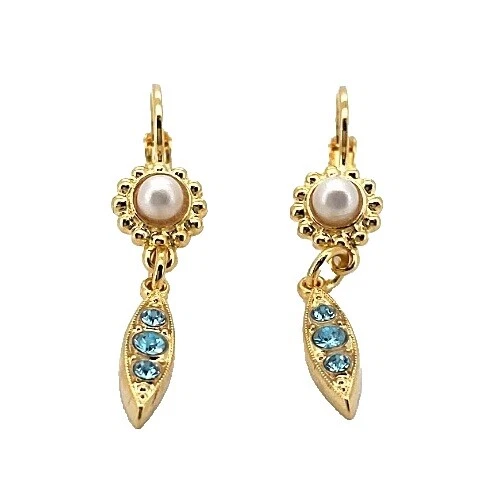 Crystal Yellow Gold Aquamarine Fashion Earrings