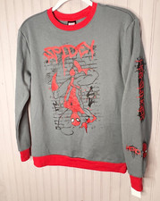Marvel Boys SWEATSHIRT XL Gray Red Spider-Man Wall Graphic Pullover Cotton NEW