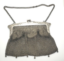 Antique German Silver. Mesh Chain Small Clutch Evening Wear Purse. Pre-loved