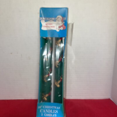 2 Vintage 60s Style 3D Holly-CHRISTMAS TAPER CANDLES 10  In Original Package