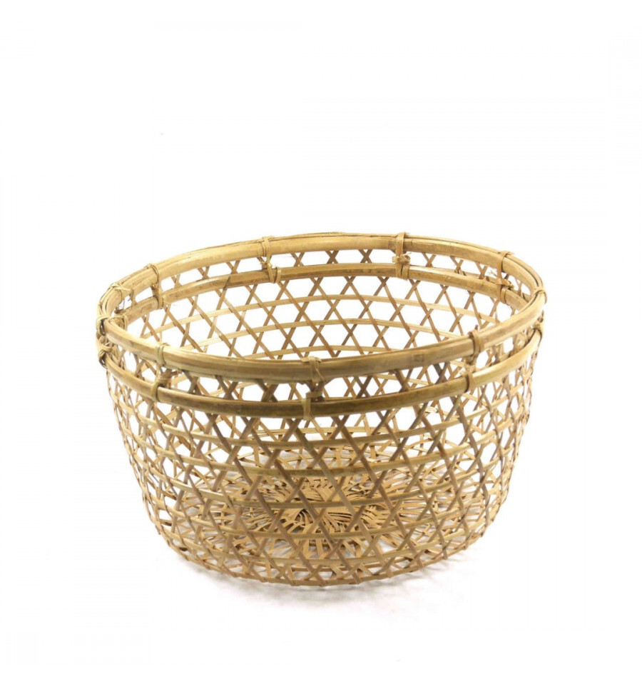 Panier de rangement en rotin tressé Ø40cm, finition artisanale haut de gamme