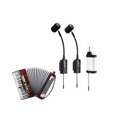 Dual UHF Accordion Wireless Microphone, Gooseneck Instrument Pick Up Mic with...