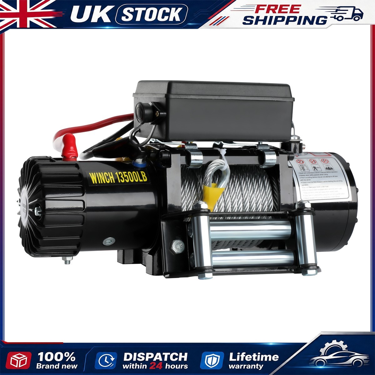 12V 4500lb/2041kg Car Electric Winch Fiber Rope With 2 Wireless Remote Controls - Image 18